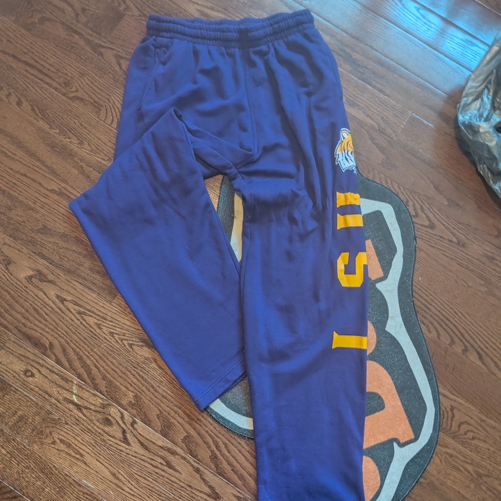 Vintage Men's Purple LSU Logo Jogger Sweatpants Size Xl